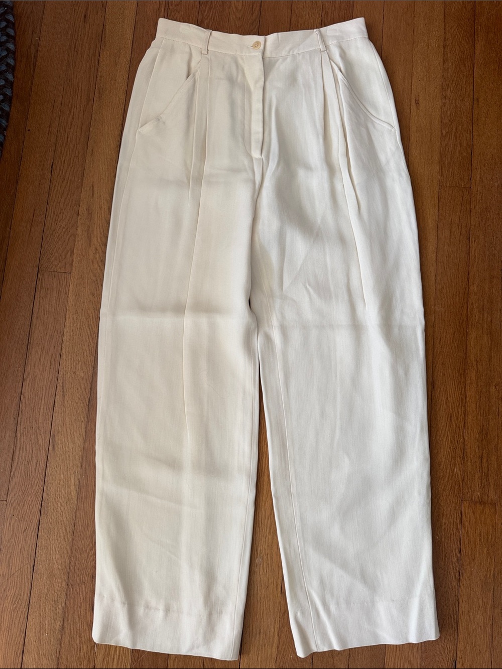 GIORGIO ARMANI ITALY WOOL VISCOSE LINED PLEATED PANTS IVORY CREAM 32” WAIST
